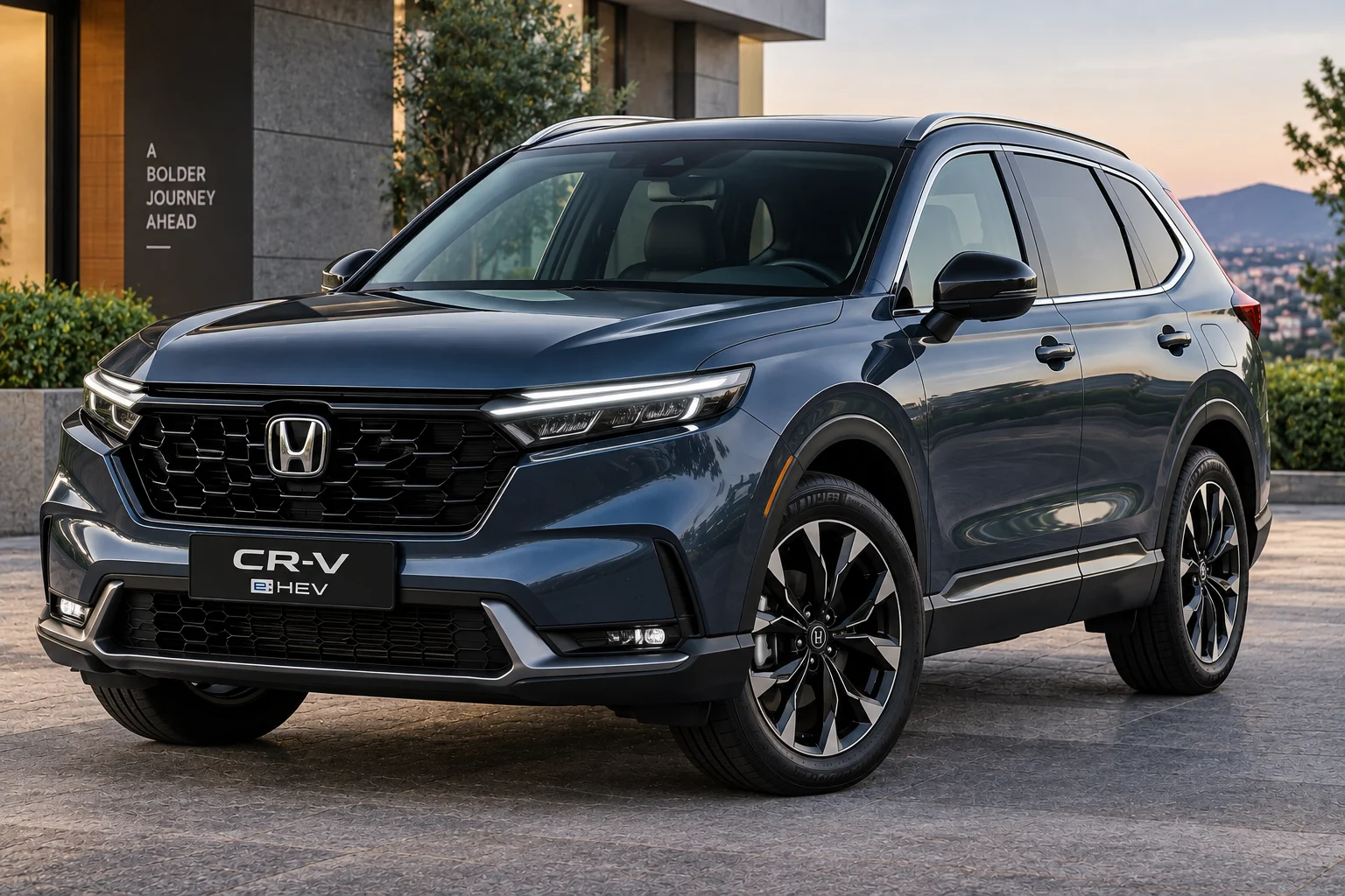 Illustration IA d'un Honda CR-V e:HEV bleu